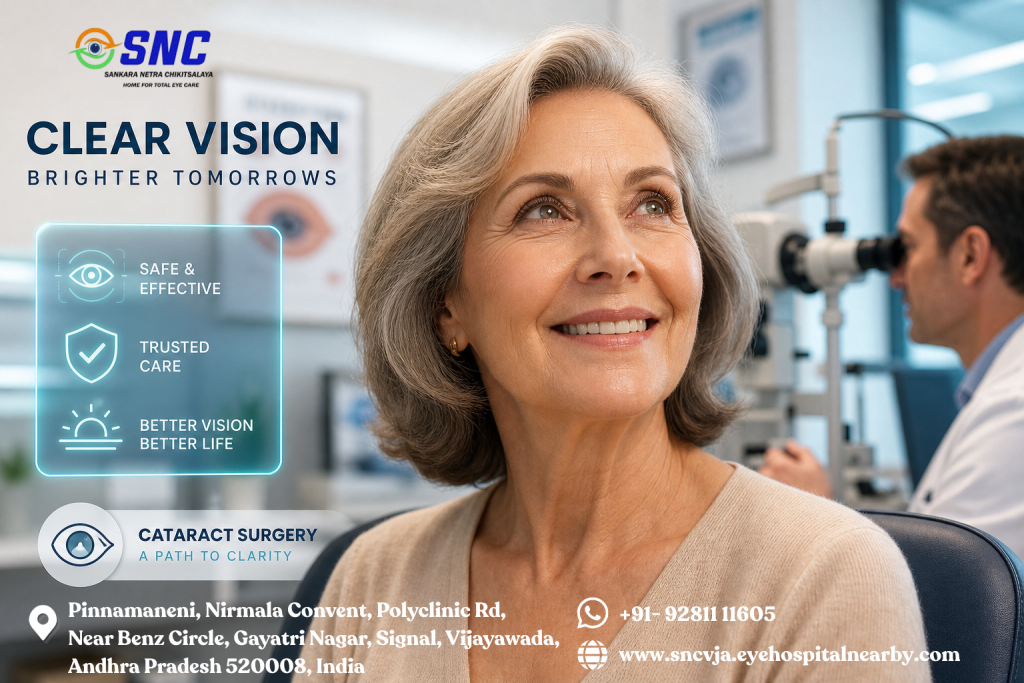 Cataract surgery procedure performed by an experienced eye surgeon to remove cataracts and restore clear vision using advanced ophthalmology technology